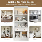 Bibliothèque moderne blanche avec lumière LED, 2 portes vitrées, 3 étagères et 1 tiroir – Individuelle