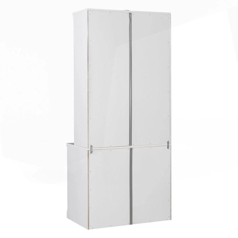 Bibliothèque moderne blanche avec lumière LED, 2 portes vitrées, 3 étagères et 1 tiroir – Individuelle