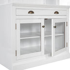 Bibliothèque moderne blanche avec lumière LED, 2 portes vitrées, 3 étagères et 1 tiroir – Individuelle