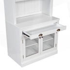 Bibliothèque moderne blanche avec lumière LED, 2 portes vitrées, 3 étagères et 1 tiroir – Individuelle