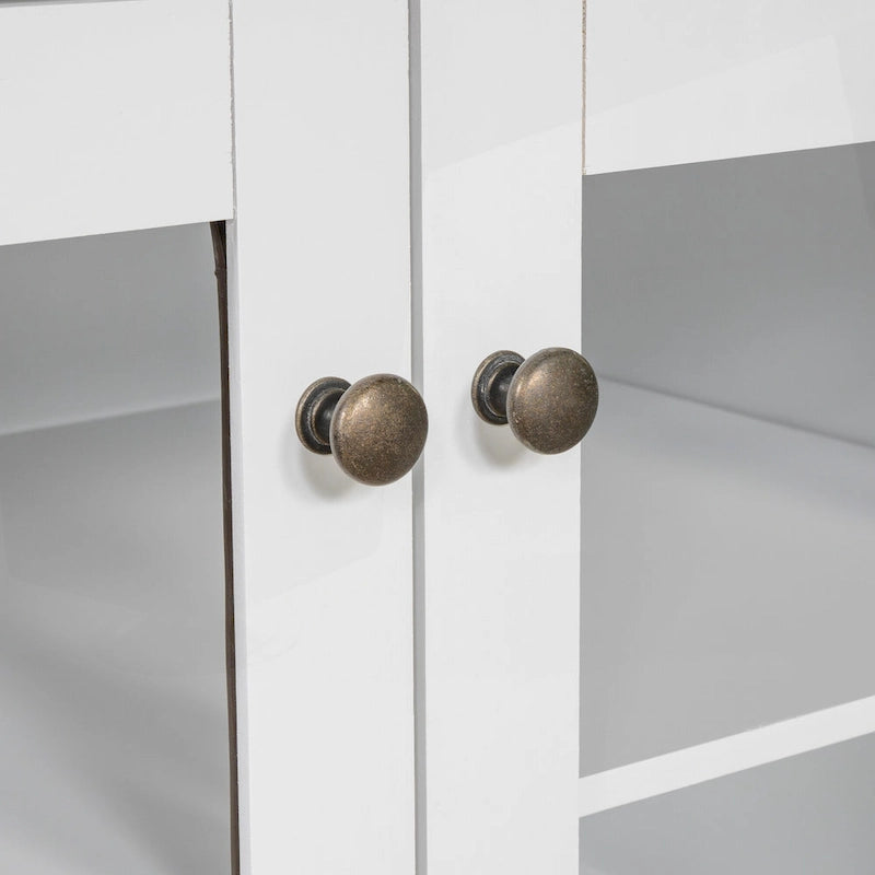 Bibliothèque moderne blanche avec lumière LED, 2 portes vitrées, 3 étagères et 1 tiroir – Individuelle