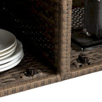 Chariot de bar roulant d'extérieur en rotin marron clair avec plateau en verre trempé et étagère de rangement – Simple