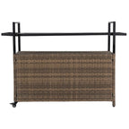 Chariot de bar roulant d'extérieur en rotin marron clair avec plateau en verre trempé et étagère de rangement – Simple