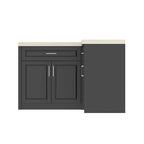 Meuble de cuisine d'angle en L noir avec tiroirs, étagères réglables et plan de travail UV – Individuel