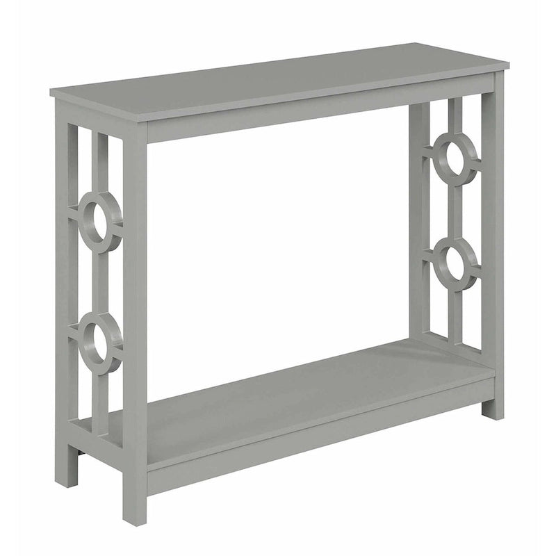 Console 2 plateaux gris/blanc/noir avec cadre latéral en anneau et étagère – Simple