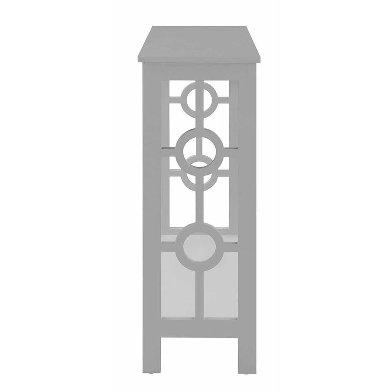 Console 2 plateaux gris/blanc/noir avec cadre latéral en anneau et étagère – Simple