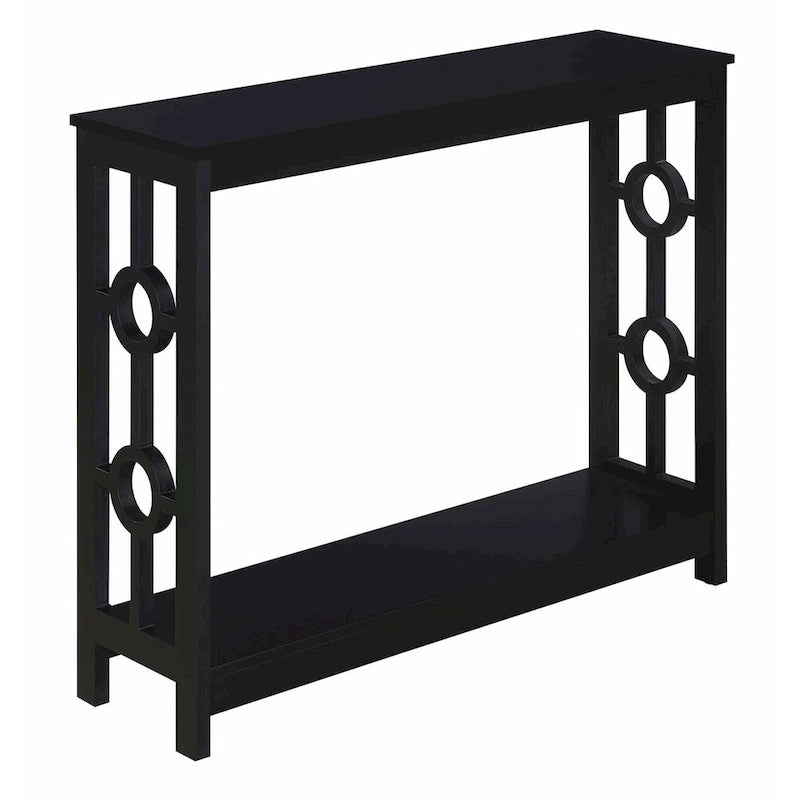 Console 2 plateaux gris/blanc/noir avec cadre latéral en anneau et étagère – Simple