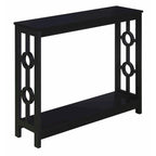 Console 2 plateaux gris/blanc/noir avec cadre latéral en anneau et étagère – Simple