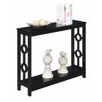 Console 2 plateaux gris/blanc/noir avec cadre latéral en anneau et étagère – Simple