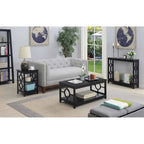 Console 2 plateaux gris/blanc/noir avec cadre latéral en anneau et étagère – Simple