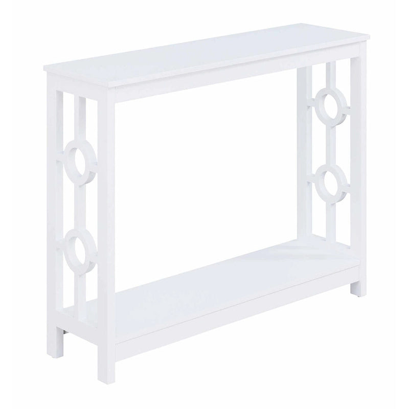 Console 2 plateaux gris/blanc/noir avec cadre latéral en anneau et étagère – Simple