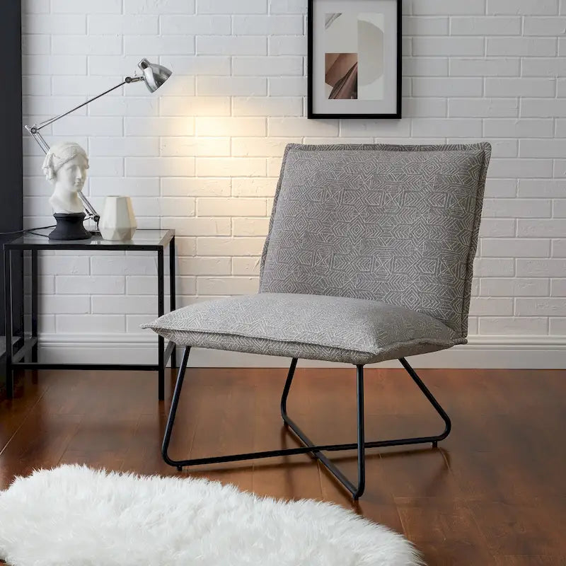 Fauteuil d'appoint Sherpa rayé noir / naturel / gris / blush / beige avec piètement en métal – 1 personne