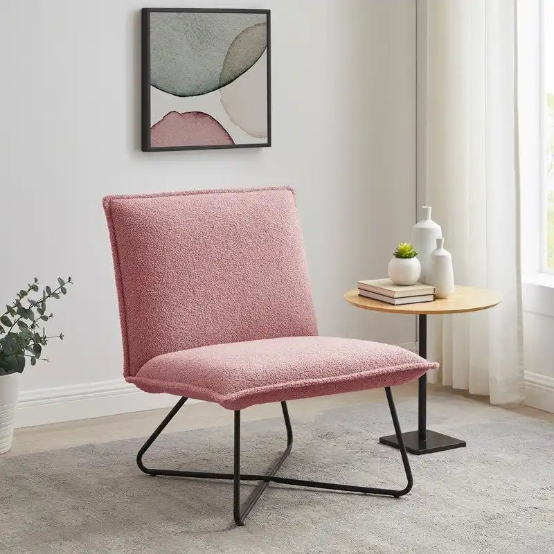 Fauteuil d'appoint Sherpa rayé noir / naturel / gris / blush / beige avec piètement en métal – 1 personne