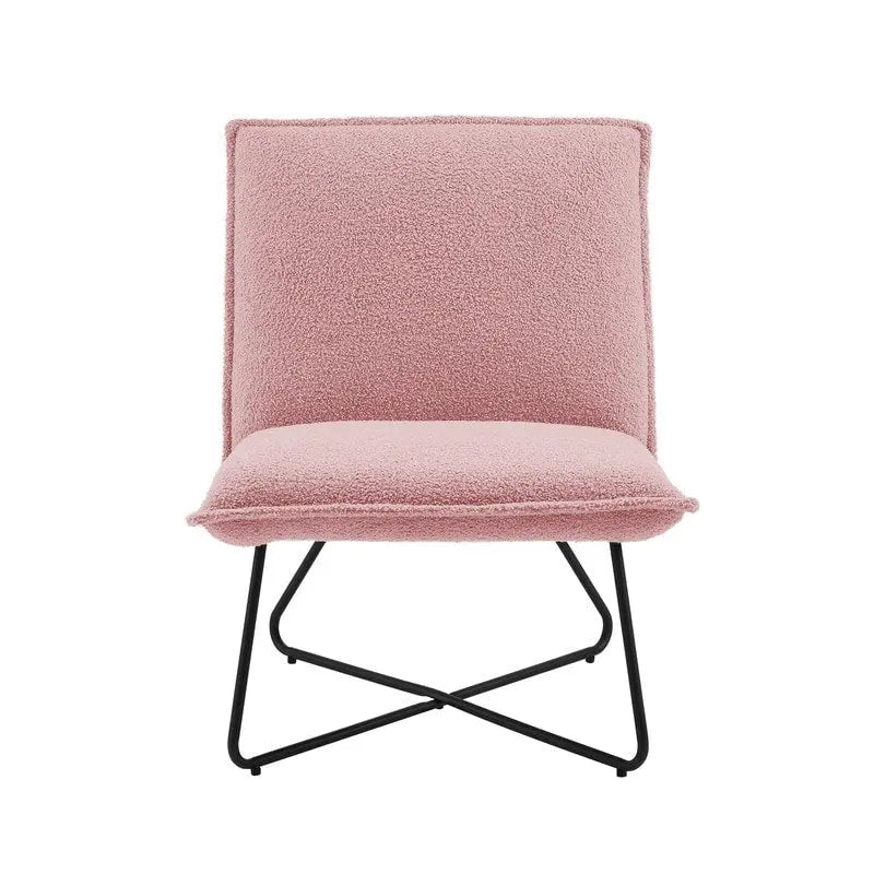 Fauteuil d'appoint Sherpa rayé noir / naturel / gris / blush / beige avec piètement en métal – 1 personne