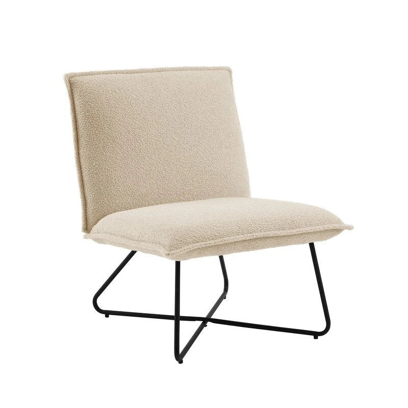 Fauteuil d'appoint Sherpa rayé noir / naturel / gris / blush / beige avec piètement en métal – 1 personne