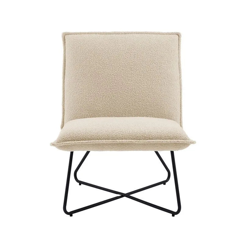 Fauteuil d'appoint Sherpa rayé noir / naturel / gris / blush / beige avec piètement en métal – 1 personne