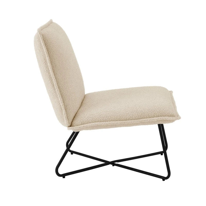 Fauteuil d'appoint Sherpa rayé noir / naturel / gris / blush / beige avec piètement en métal – 1 personne