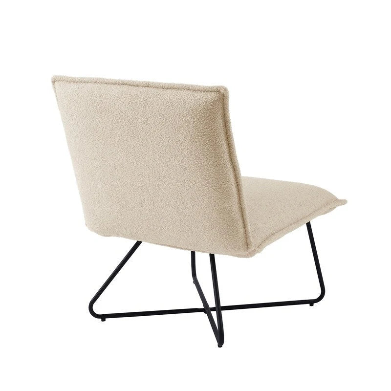 Fauteuil d'appoint Sherpa rayé noir / naturel / gris / blush / beige avec piètement en métal – 1 personne