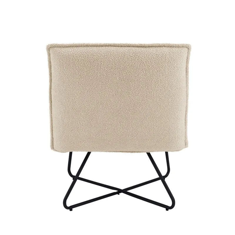 Fauteuil d'appoint Sherpa rayé noir / naturel / gris / blush / beige avec piètement en métal – 1 personne