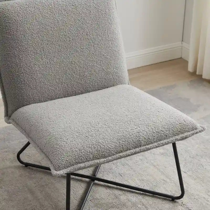 Fauteuil d'appoint Sherpa rayé noir / naturel / gris / blush / beige avec piètement en métal – 1 personne