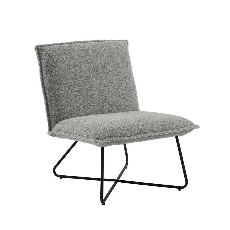 Fauteuil d'appoint Sherpa rayé noir / naturel / gris / blush / beige avec piètement en métal – 1 personne