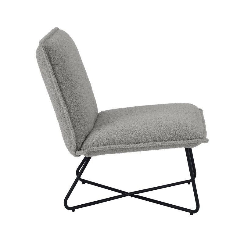 Fauteuil d'appoint Sherpa rayé noir / naturel / gris / blush / beige avec piètement en métal – 1 personne