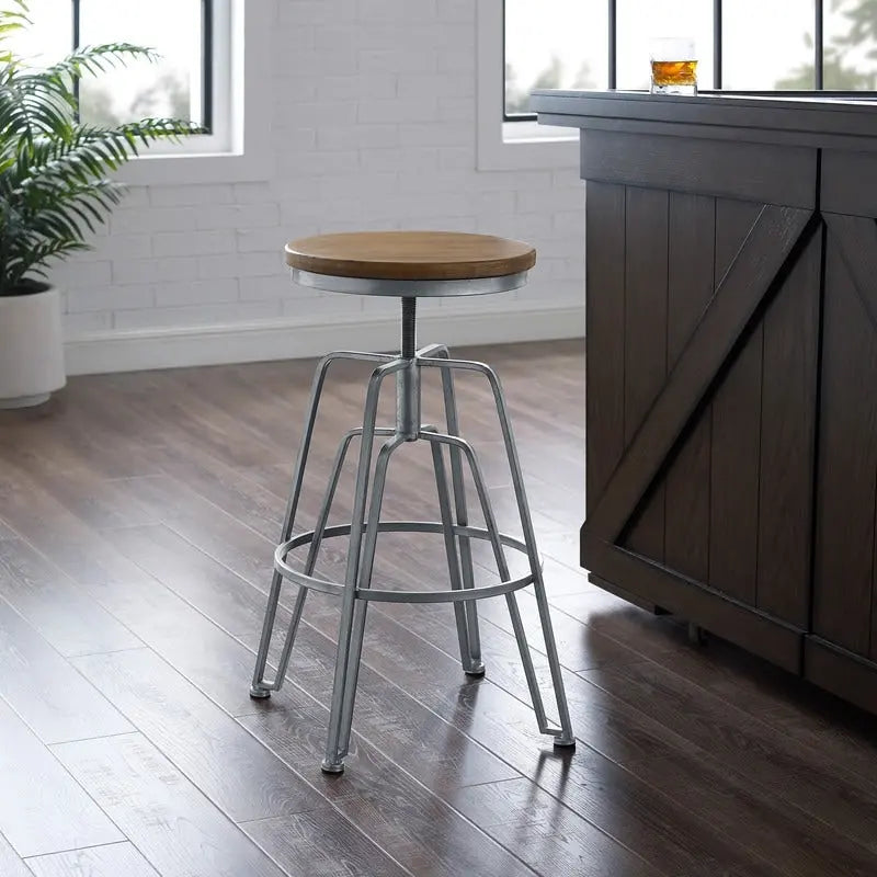 Tabouret de bar réglable en bois et métal – Laiton / Blanc / Noir / Argent mat / Or mat / Or / Argent – 1 place