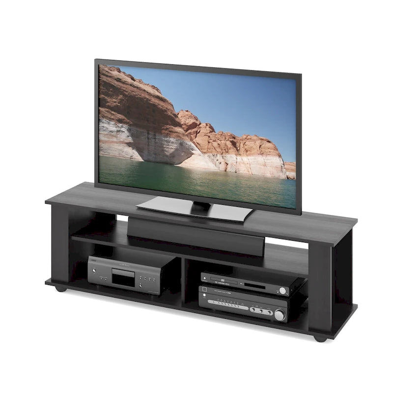 Meuble TV en bois de Ravenwood noir avec étagère pour barre de son – Convient aux téléviseurs jusqu'à 75 po