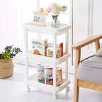 Chariot de rangement à roulettes en plastique blanc à 4 étagères – Simple