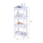 Chariot de rangement à roulettes en plastique blanc à 4 étagères – Simple