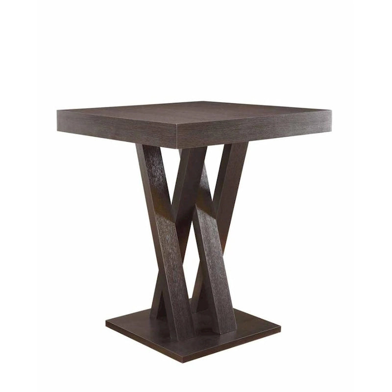 Table de pub carrée à hauteur de comptoir Cappuccino avec base en croisillons – 2 à 4 personnes