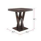 Table de pub carrée à hauteur de comptoir Cappuccino avec base en croisillons – 2 à 4 personnes