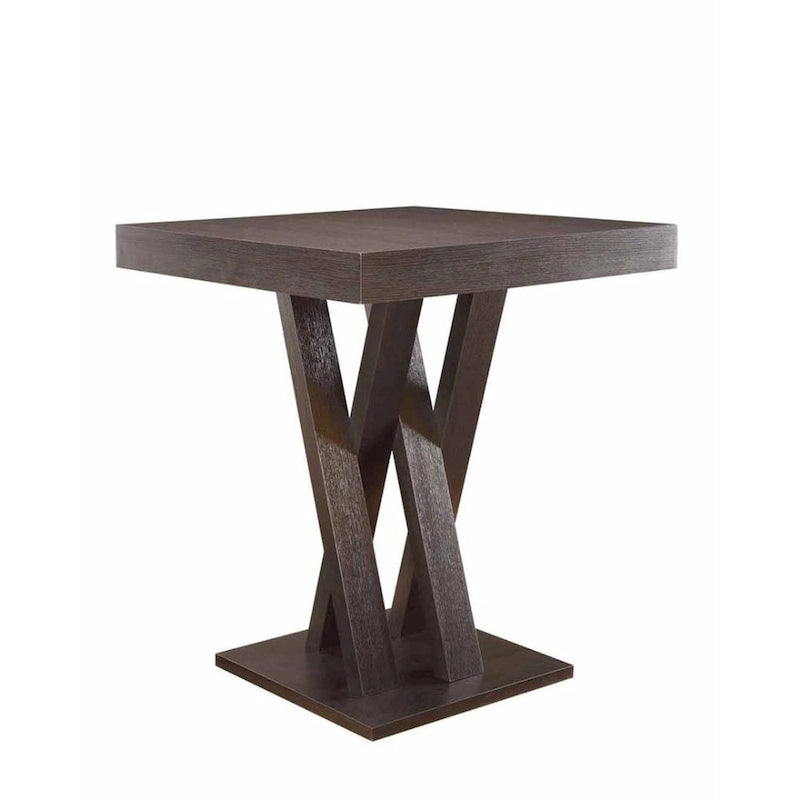 Table de pub carrée à hauteur de comptoir Cappuccino avec base en croisillons – 2 à 4 personnes