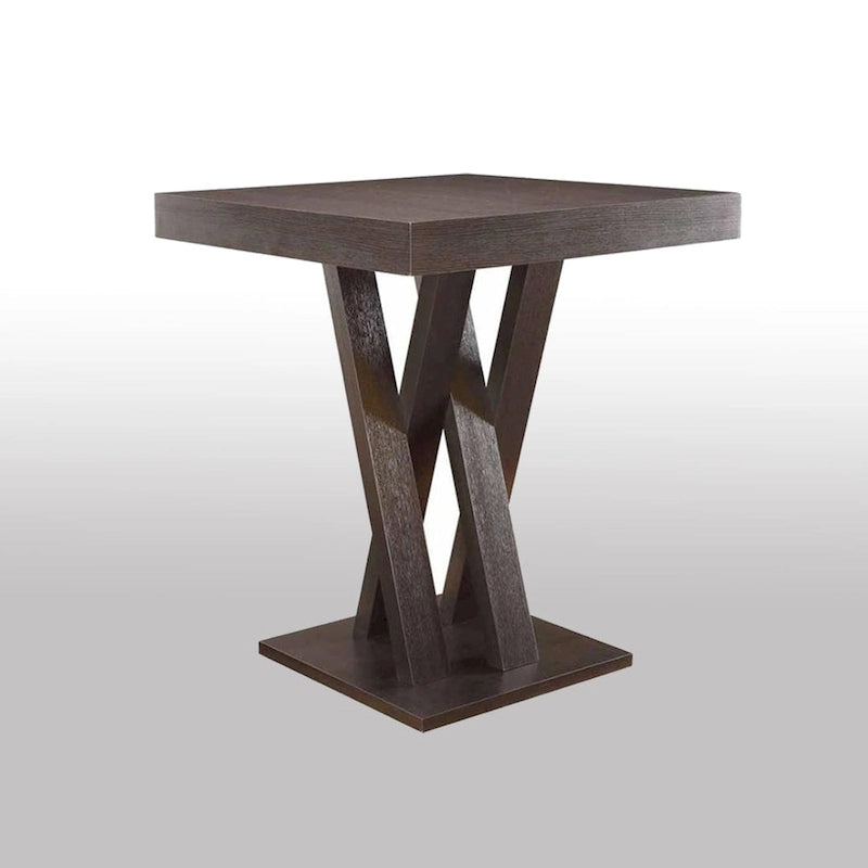 Table de pub carrée à hauteur de comptoir Cappuccino avec base en croisillons – 2 à 4 personnes