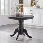 Table de salle à manger sur pied en hévéa massif noir mat/blanc et naturel – 2 à 4 personnes