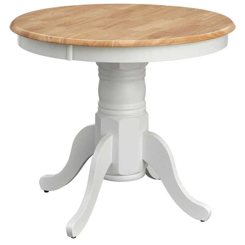 Table de salle à manger sur pied en hévéa massif noir mat/blanc et naturel – 2 à 4 personnes
