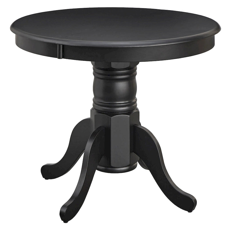 Table de salle à manger sur pied en hévéa massif noir mat/blanc et naturel – 2 à 4 personnes