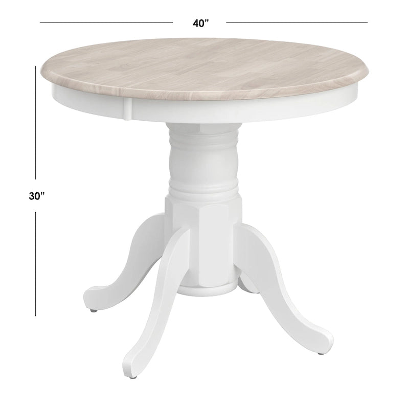Table de salle à manger sur pied en hévéa massif noir mat/blanc et naturel – 2 à 4 personnes