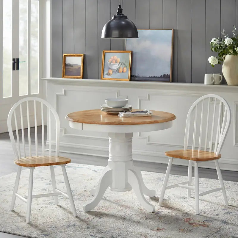 Table de salle à manger sur pied en hévéa massif noir mat/blanc et naturel – 2 à 4 personnes
