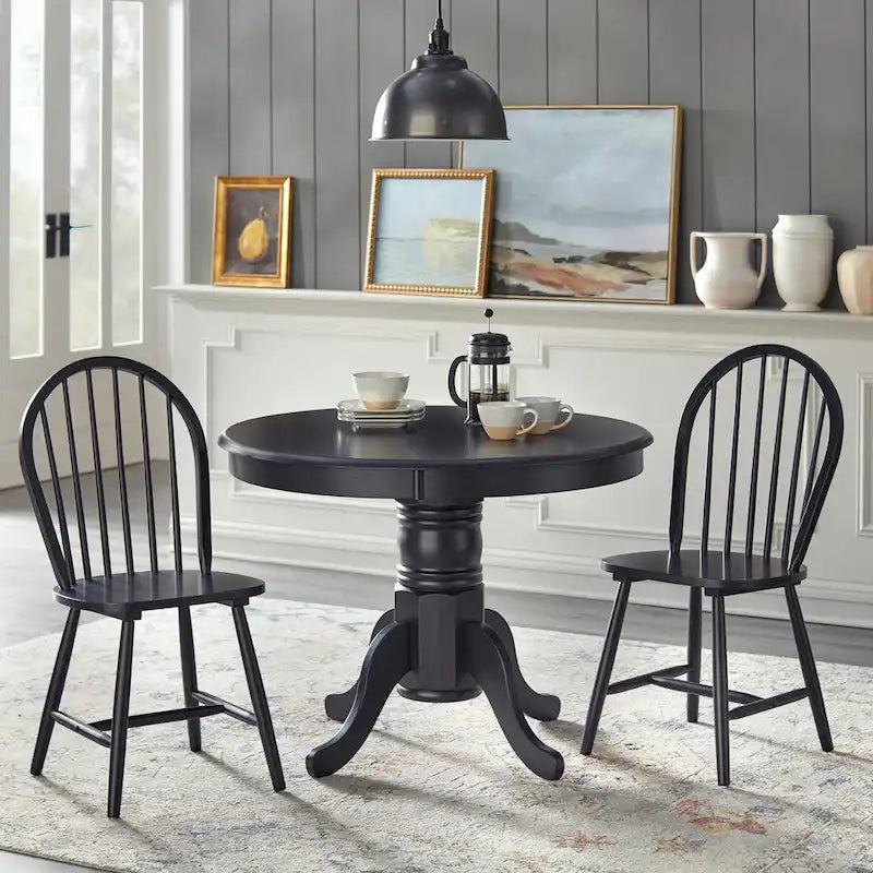Table de salle à manger sur pied en hévéa massif noir mat/blanc et naturel – 2 à 4 personnes