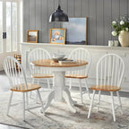 Table de salle à manger sur pied en hévéa massif noir mat/blanc et naturel – 2 à 4 personnes