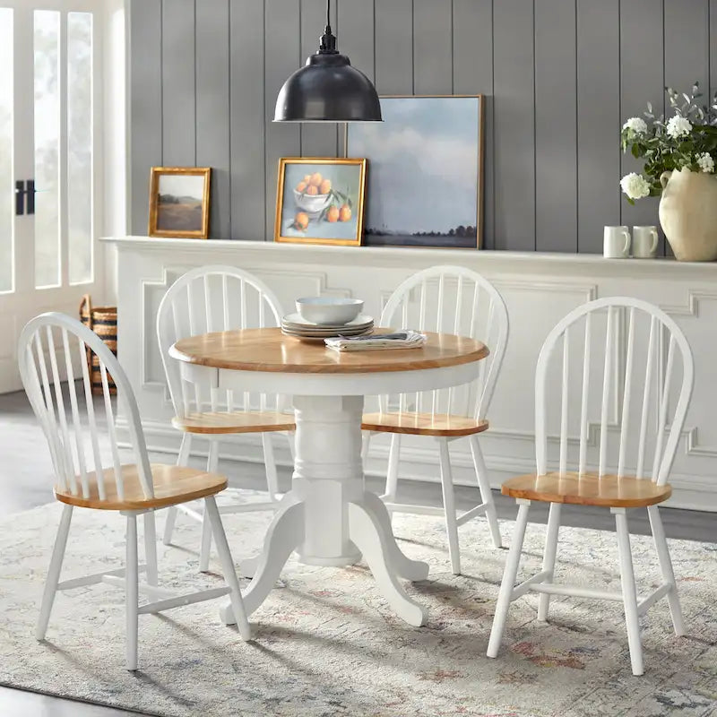 Table de salle à manger sur pied en hévéa massif noir mat/blanc et naturel – 2 à 4 personnes