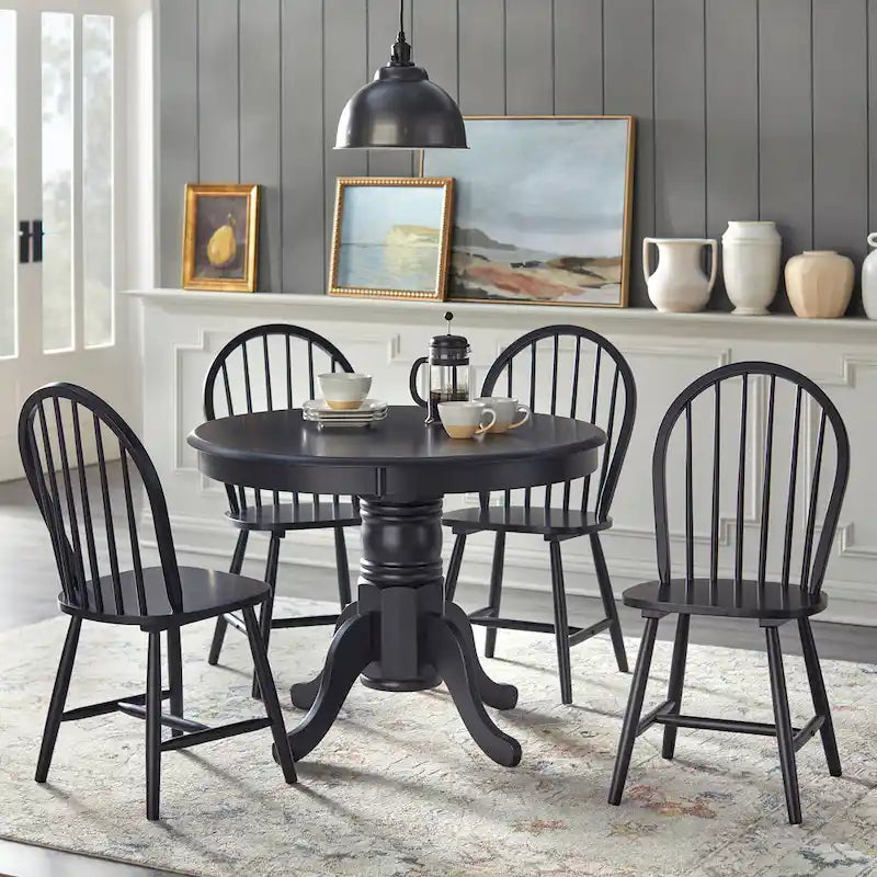 Table de salle à manger sur pied en hévéa massif noir mat/blanc et naturel – 2 à 4 personnes