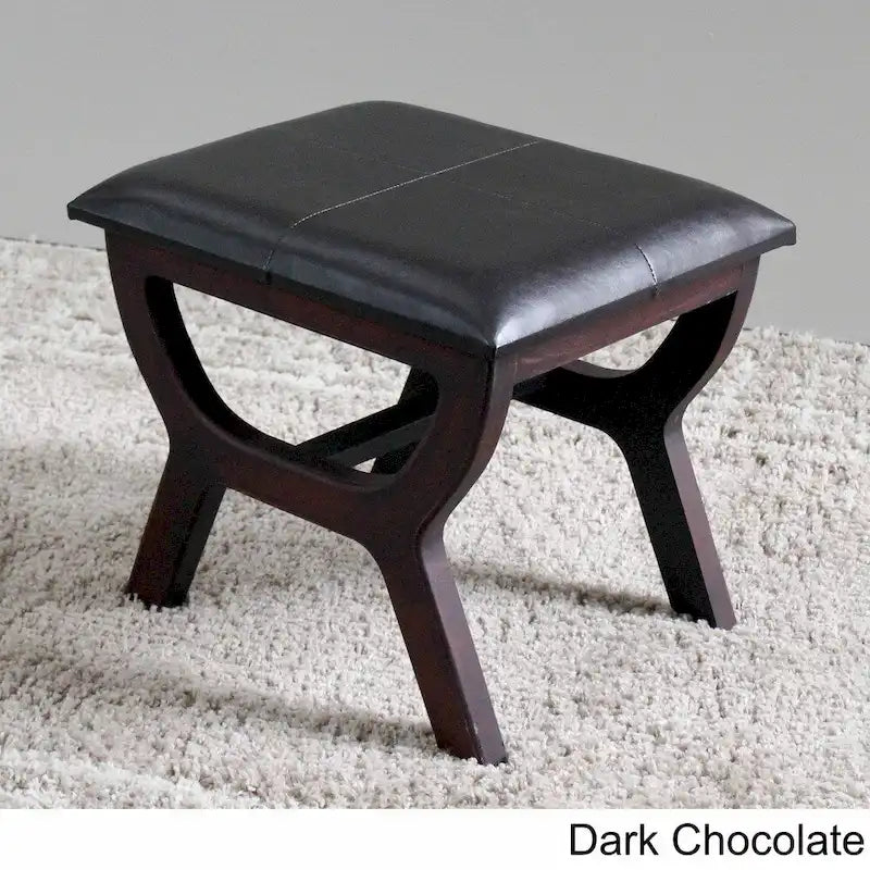 Tabouret de coiffeuse rectangulaire pour 1 personne en similicuir beige/noir/marron avec pieds en bois