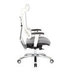 Chaise de bureau grise en maille respirante avec support lombaire réglable et appui-tête – 1 personne