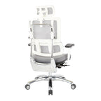 Chaise de bureau grise en maille respirante avec support lombaire réglable et appui-tête – 1 personne