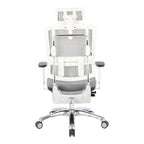Chaise de bureau grise en maille respirante avec support lombaire réglable et appui-tête – 1 personne