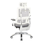 Chaise de bureau grise en maille respirante avec support lombaire réglable et appui-tête – 1 personne
