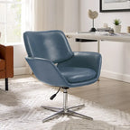 Fauteuil pivotant d'appoint en cuir de vachette orange/marron avec base chromée, gris/vert foncé/blanc cassé/bleu foncé – 1 personne