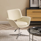 Fauteuil pivotant d'appoint en cuir de vachette orange/marron avec base chromée, gris/vert foncé/blanc cassé/bleu foncé – 1 personne